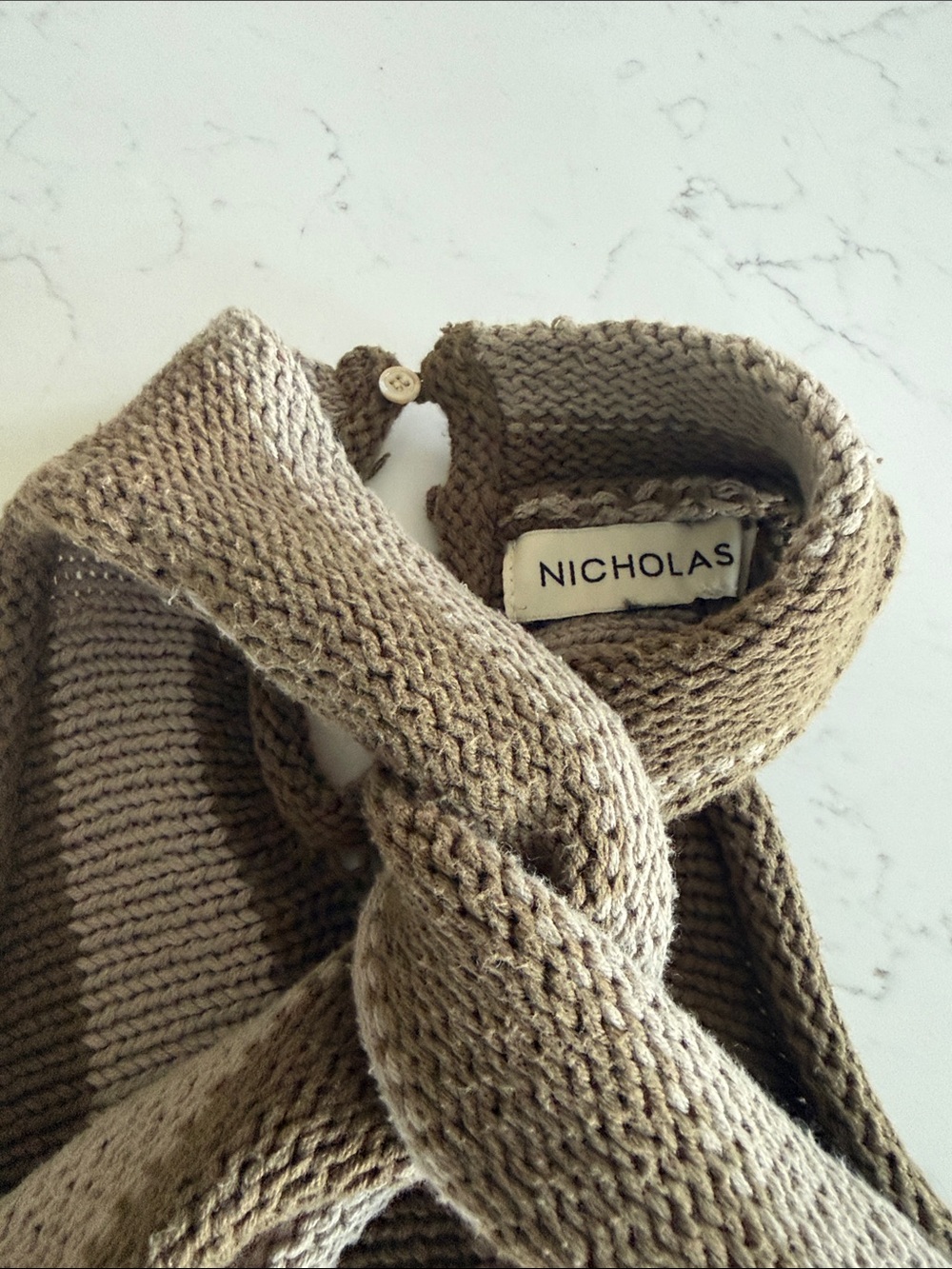 NICHOLAS Taupe Knit Twist Halter Top - Picture 2 of 5